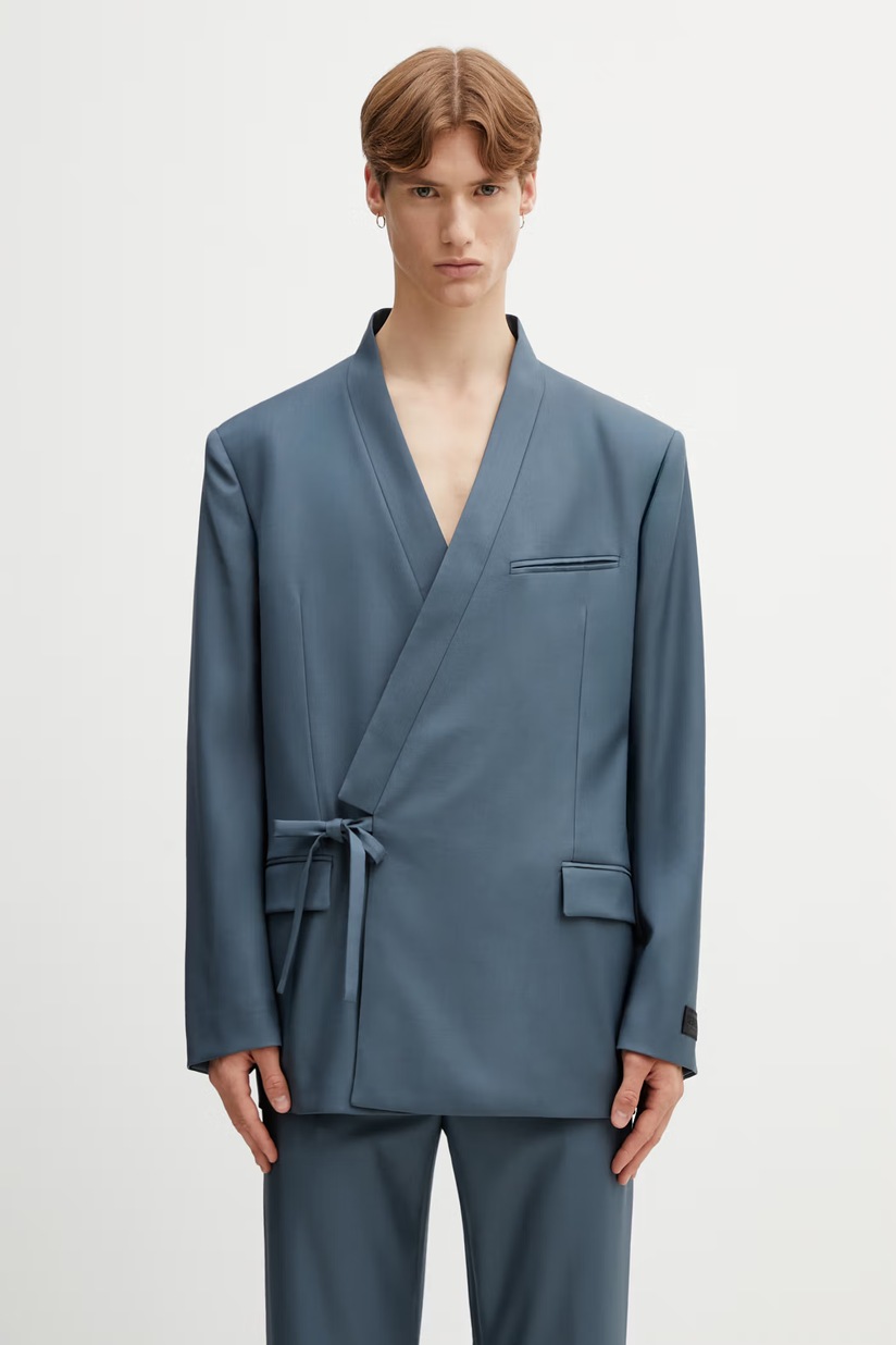 Maison MIHARA YASUHIRO wool blazer TRIPLE LAYERED gray color