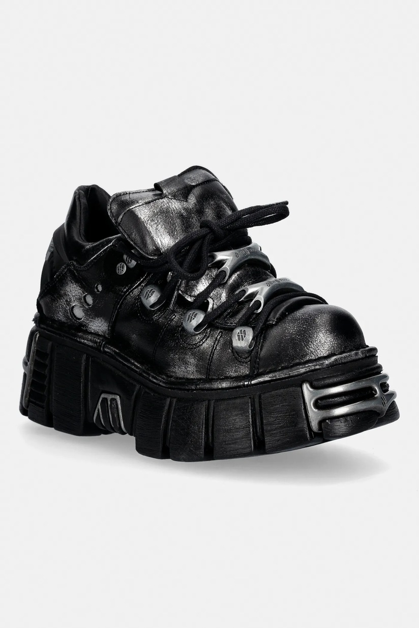 New Rock Stivali M-MILI211C-C1 Unisex Nero Metallizzato 100% Pelle Techno Biker New Rock Stivali M-MILI211C-C1 Unisex Nero Metallizzato 100% Pelle Techno Biker