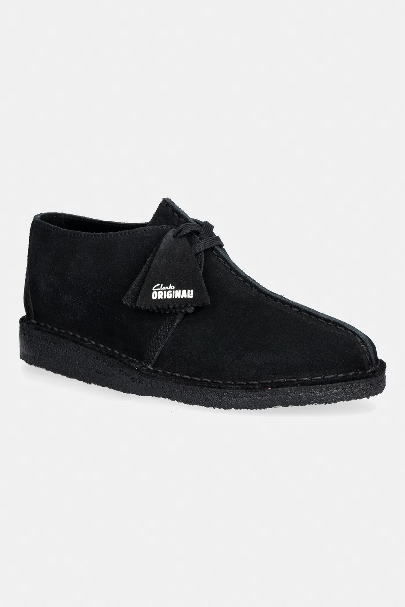 Clarks Originals leather shoes Wallabee Boot men's black color