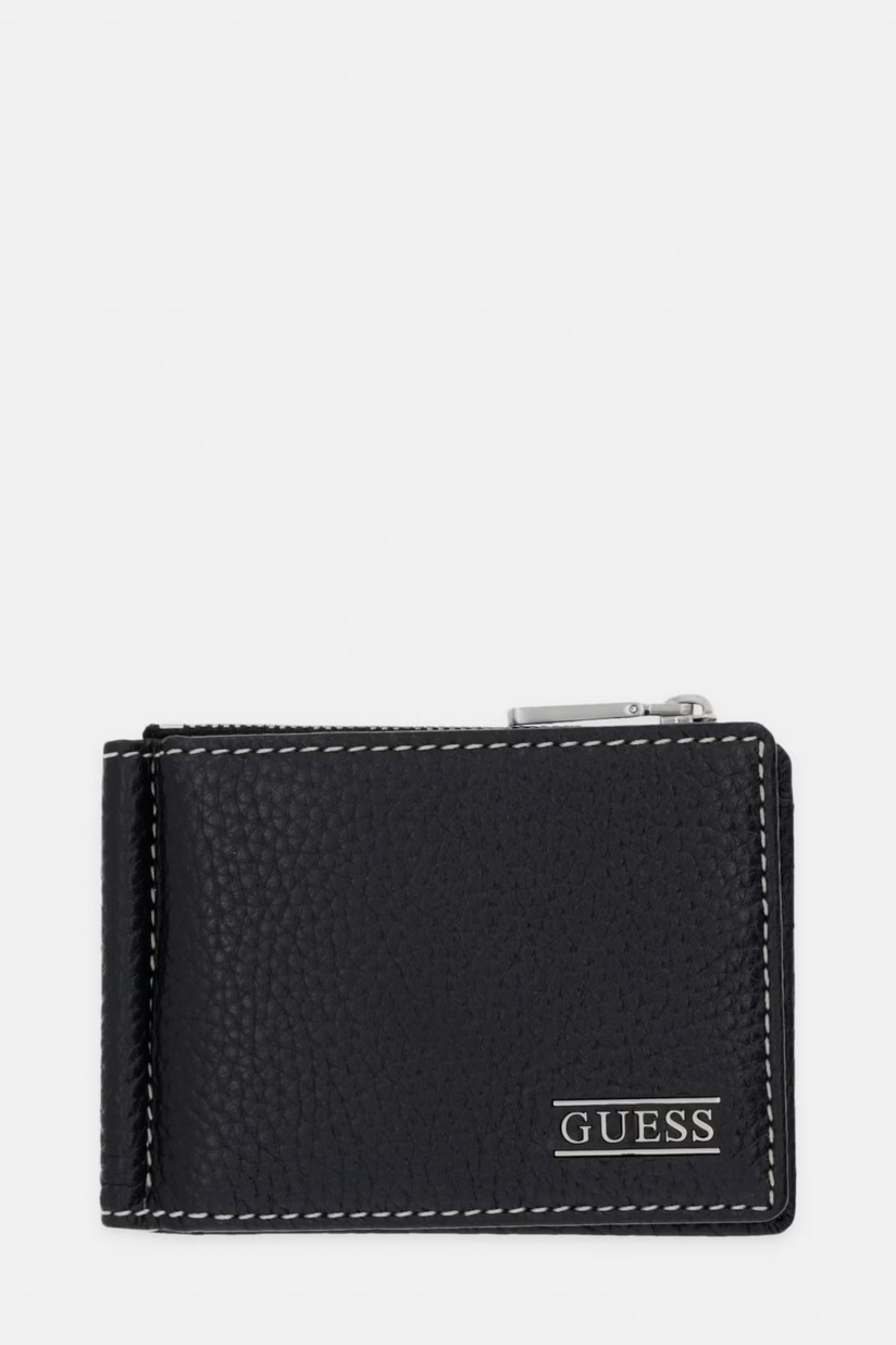 Portafoglio GUESS Berna In Pelle Nera – 7 Scomparti, Portamonete Con Zip E Protezione RFID