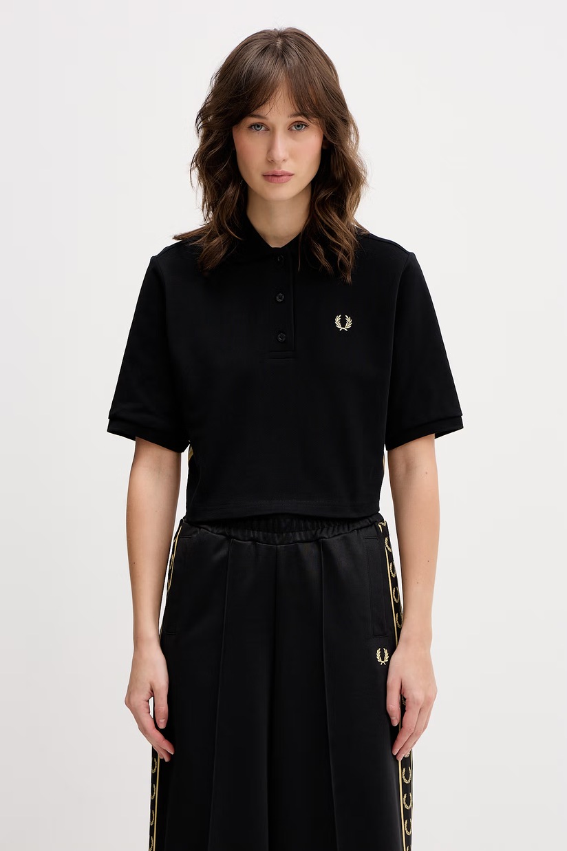 Marine Serre polo shirt cotton with elastane Women's black