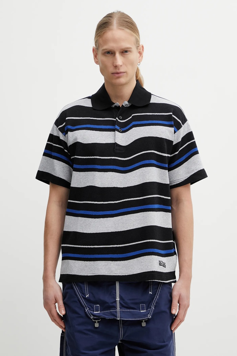 adidas Originals polo shirt Satin Jersey black color patterned