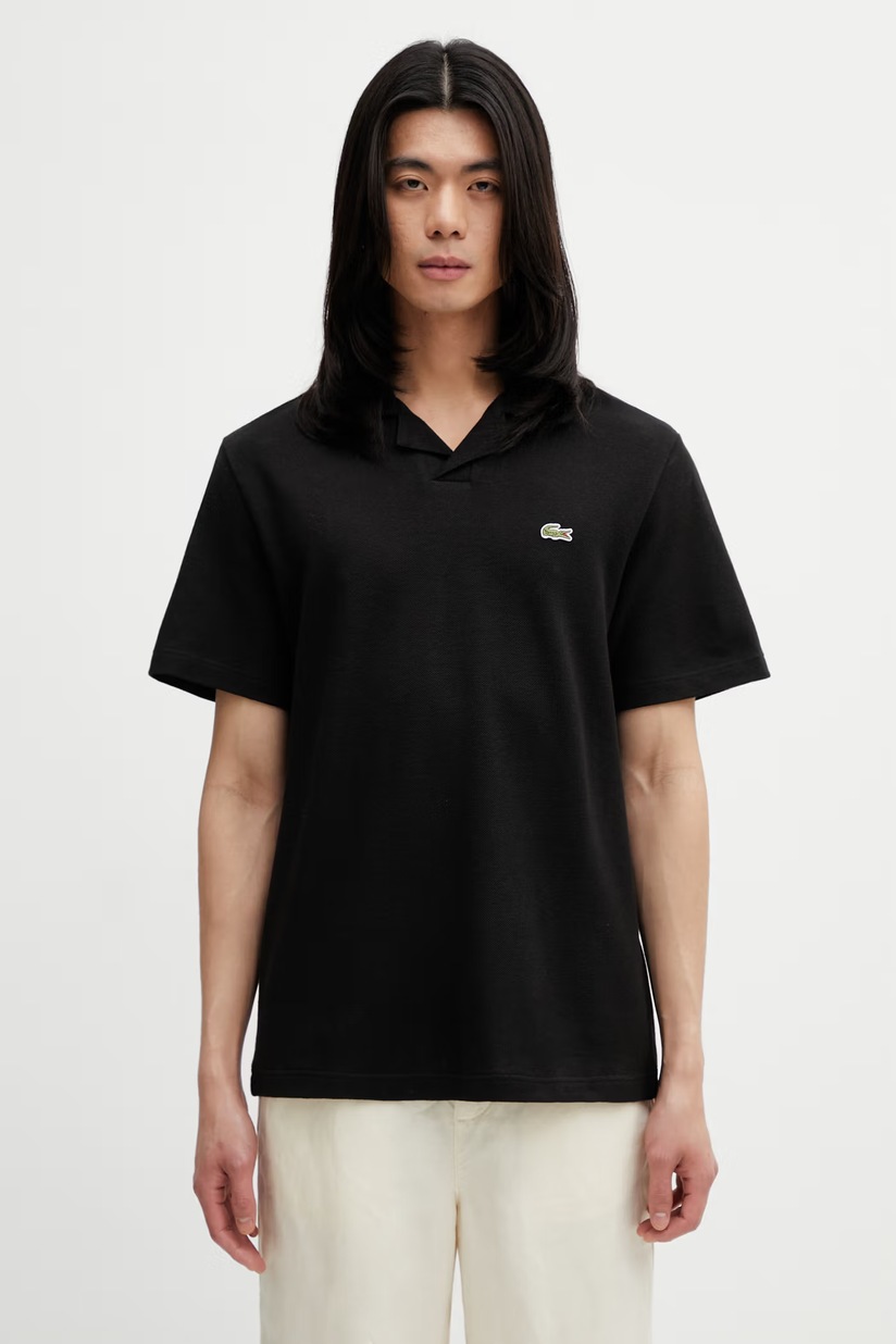 Lacoste polo shirt men's black color smooth DH5522 at PRM US