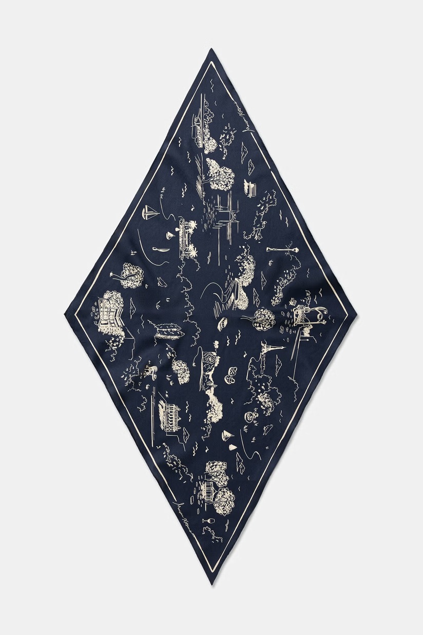 Maison Kitsuné Parisian Map neck scarf cotton navy QU06205WB0054