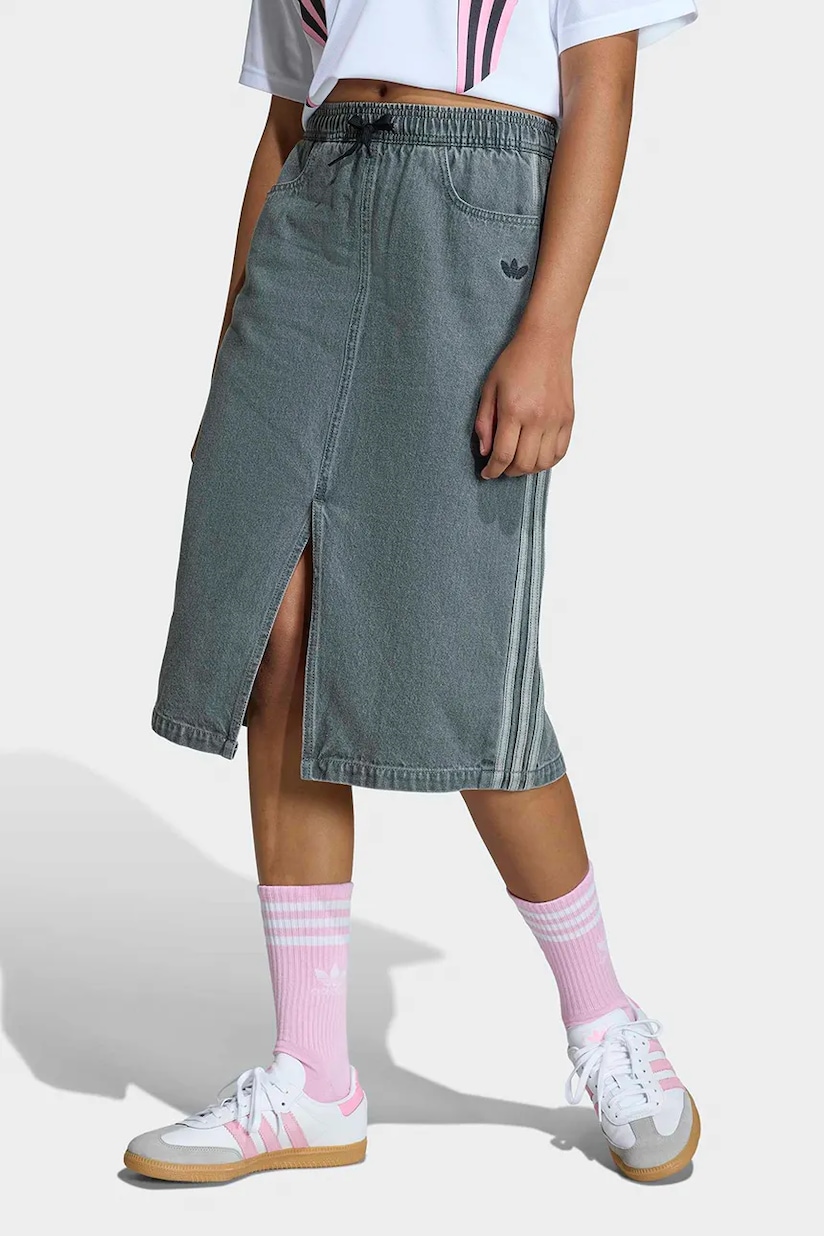 Детская джинсовая юбка adidas Originals цвет серый midi