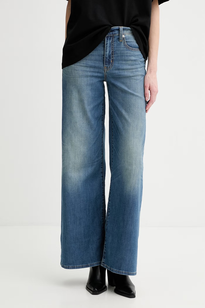 adidas Originals jeansi DENIM ZIP PANT femei, JX9210 | ANSWEAR.ro