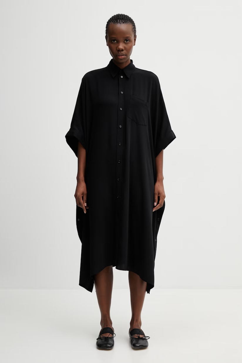 MM6 Maison Margiela shirt dress plain black S52DD0090.S43455.900