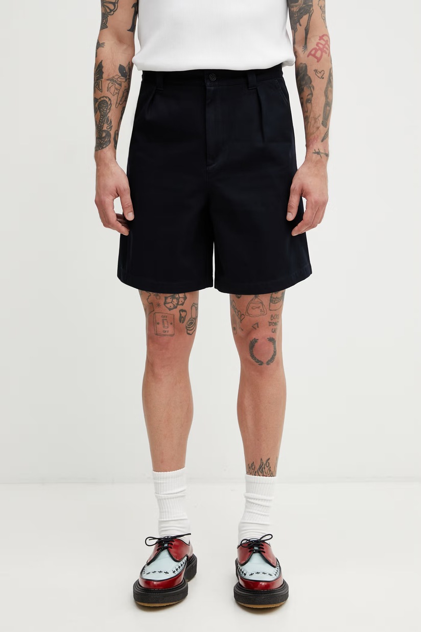Evisu denim shorts Graffiti Daicock Printed Denim navy blue color
