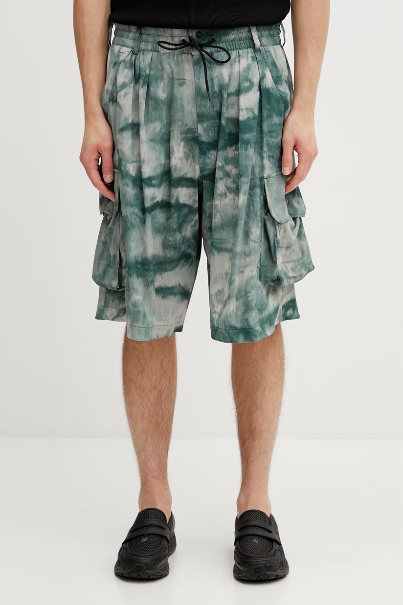 Y-3 AOP PLT SHORTS cargo shorts Men's green high waist KS5221 at