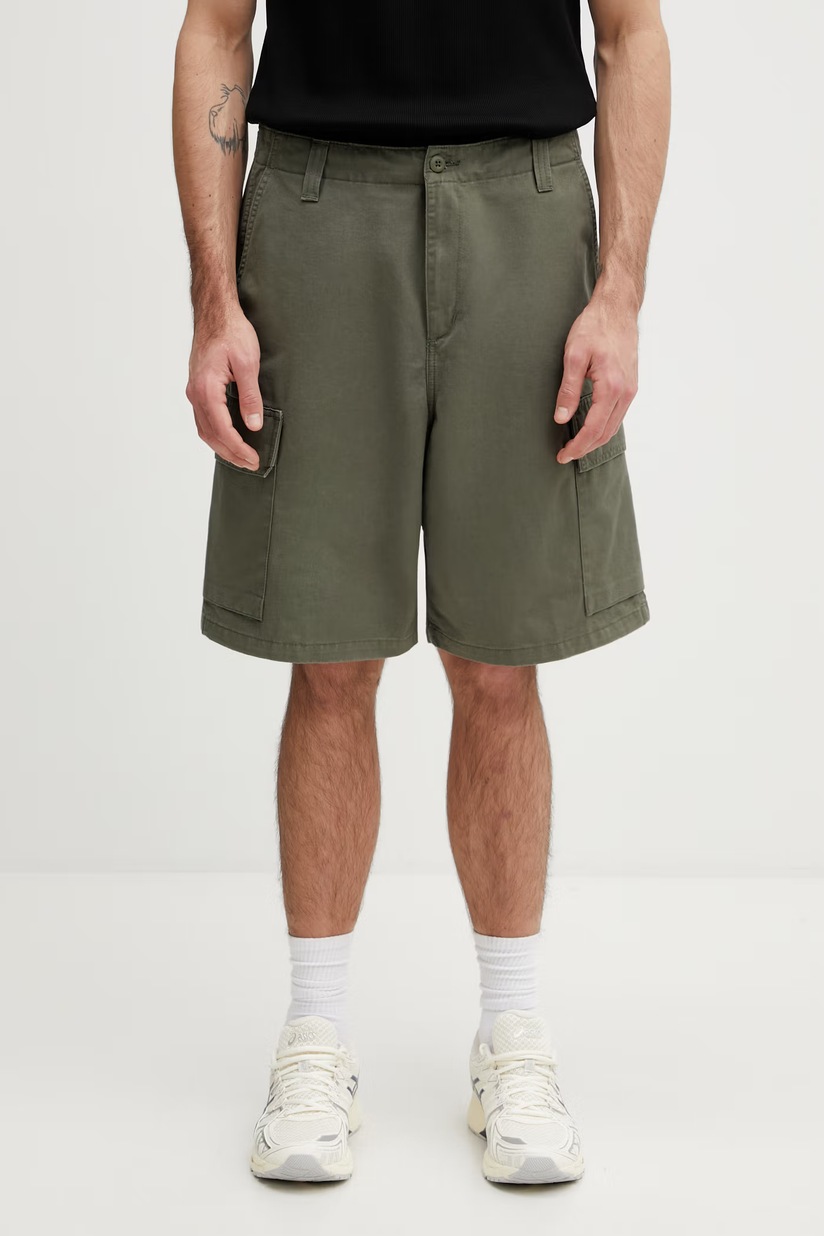 Carhartt WIP cotton shorts Aviation Short green color I028245