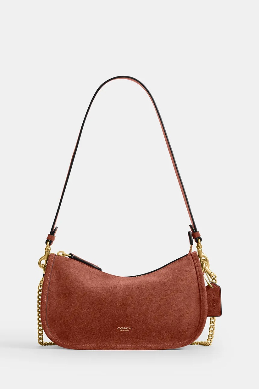 Coach geanta de mana din piele intoarsa Tabby culoarea maro, CW626