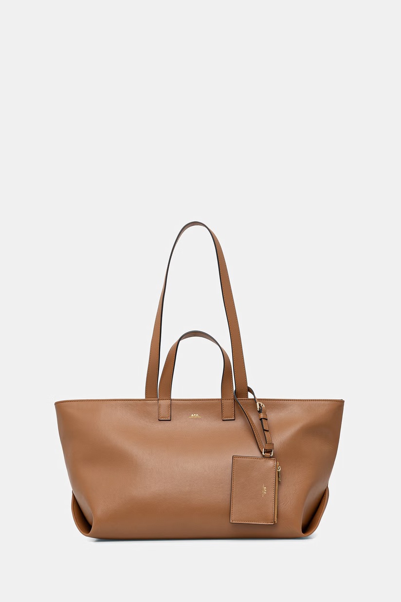 A.P.C. leather handbag sac virginie box brown color PXBRU.F67017