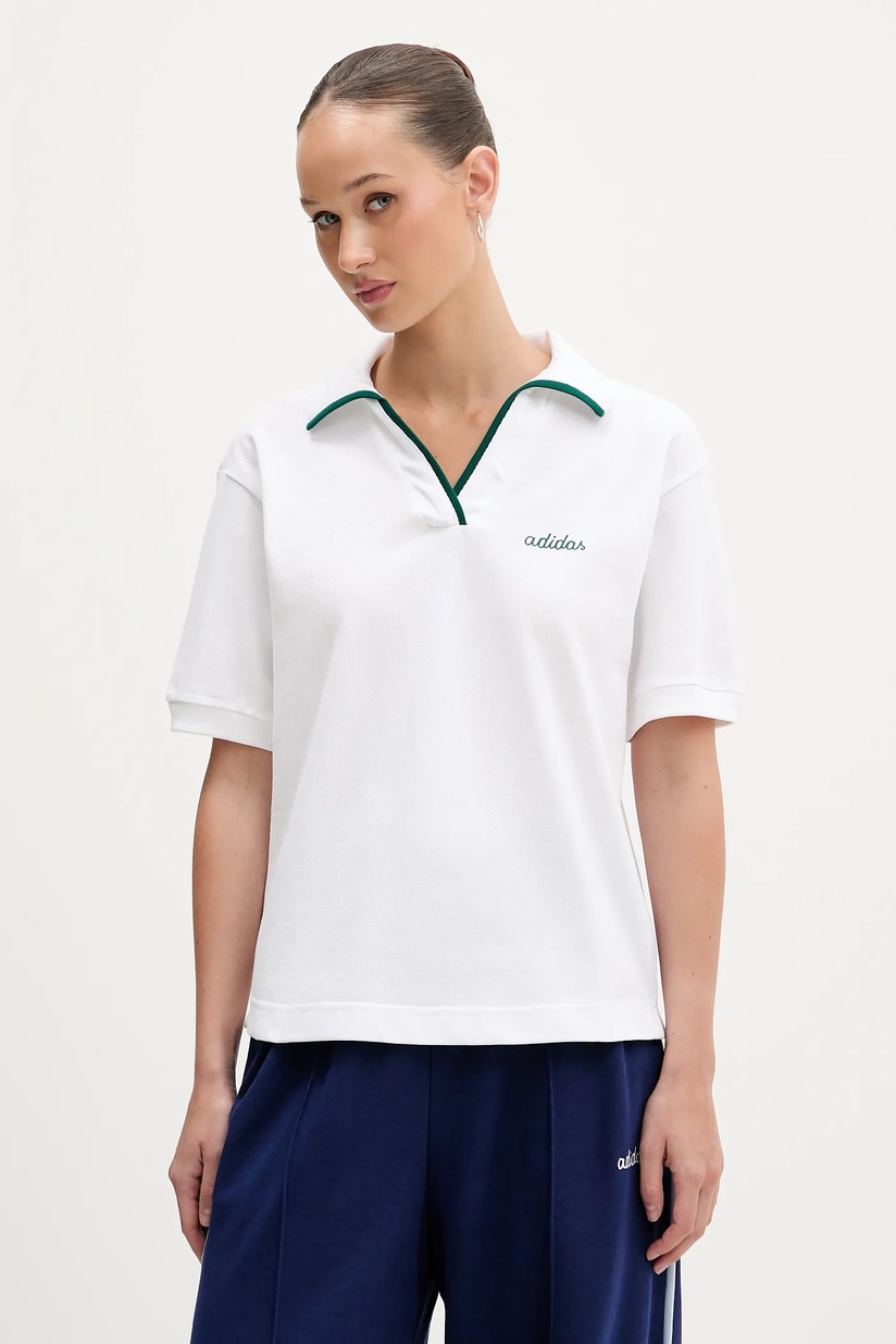 Бавовняне поло adidas Essentials Colorpop колір білий JZ0191