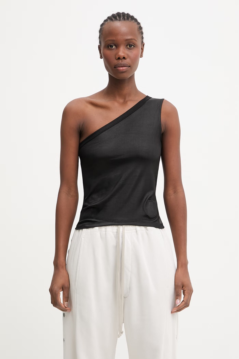 Rick Owens Lilies top One Shoulder Tank brown color LI02E3105.RV