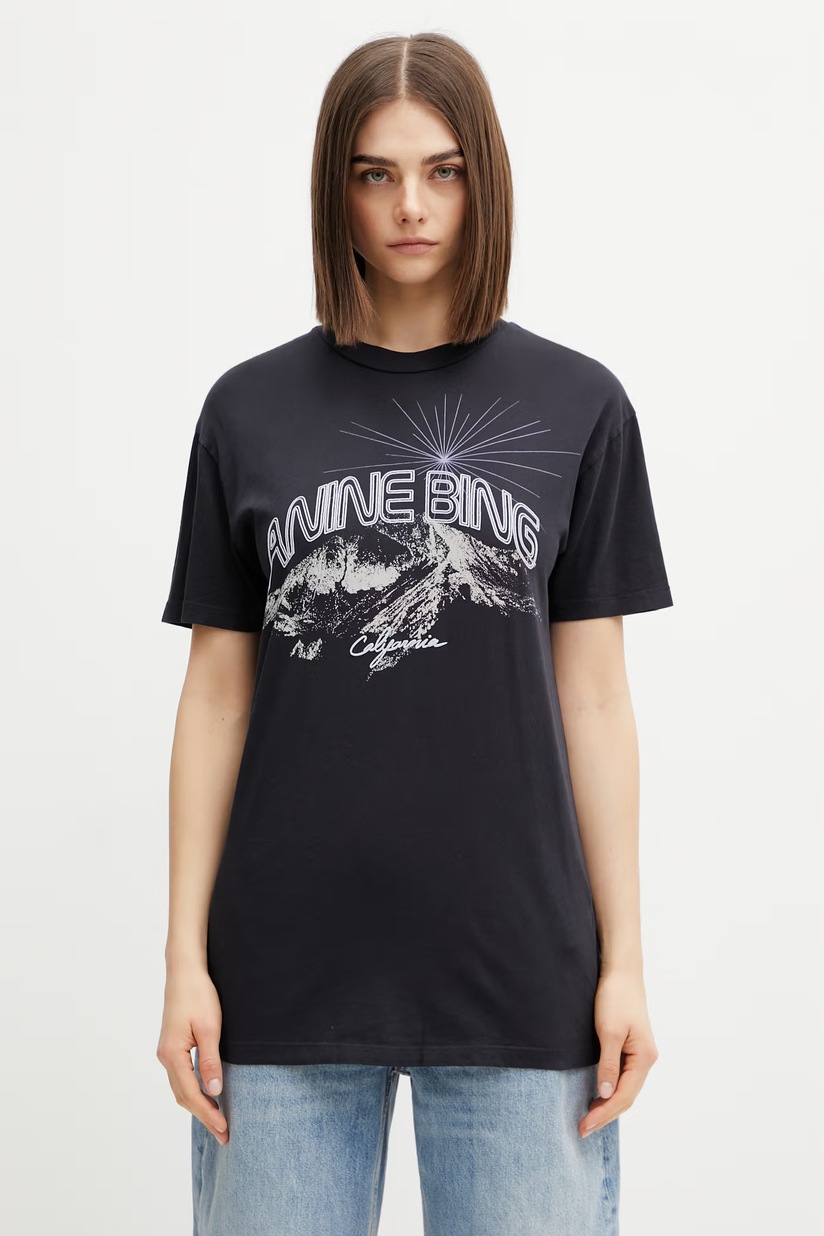 AP STUDIO ANINE BING ブラック Tシャツ ANINE BING/アニン ビン】WALKER TEE CALIFORNIA（Tシャツ／カットソー
