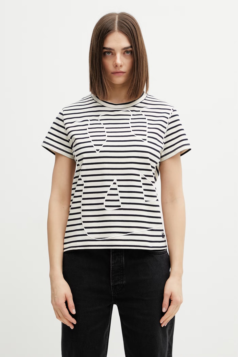Wales Bonner cotton t-shirt Selah Cropped T Shirt beige color