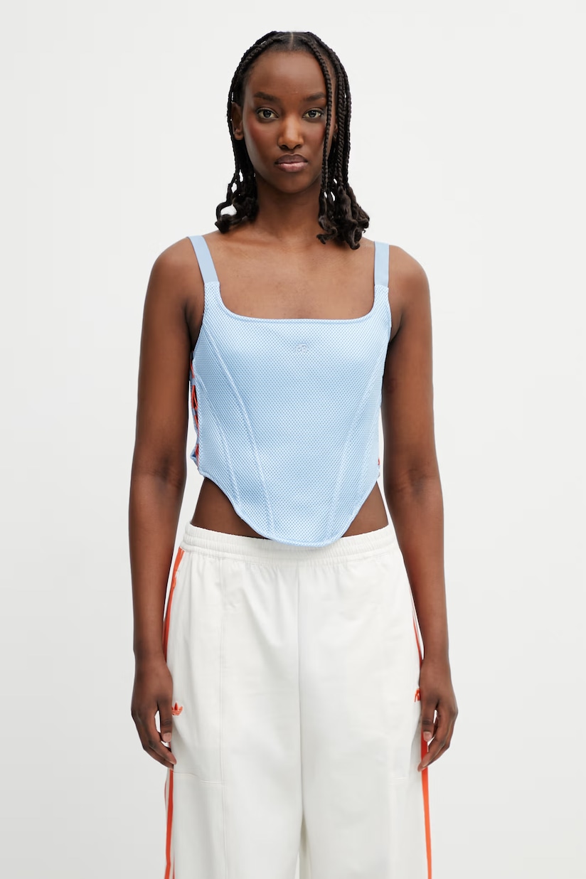 adidas Originals x MIAOU corset-style blouse Women's plain blue adidas Originals x MIAOU corset-style blouse Women's plain blue