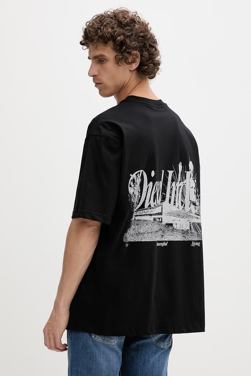 Diesel tricou din bumbac T-BOXT-LAB barbati, culoarea negru, cu