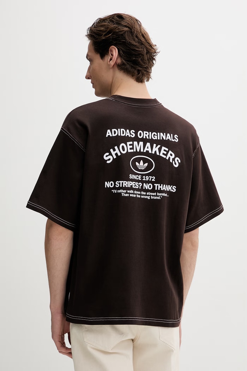 adidas Originals tricou din bumbac Camel Treffy culoarea maro, cu