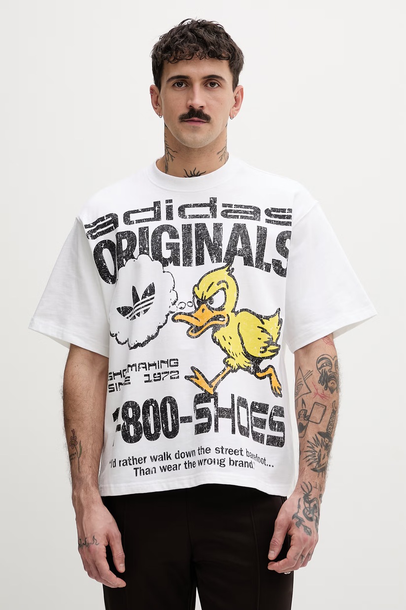 Хлопковая футболка adidas Originals Pizza Box Tee цвет белый с