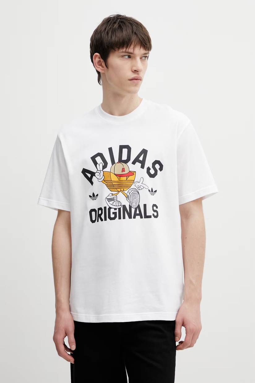 Хлопковая футболка adidas Originals Pizza Box Tee цвет белый с