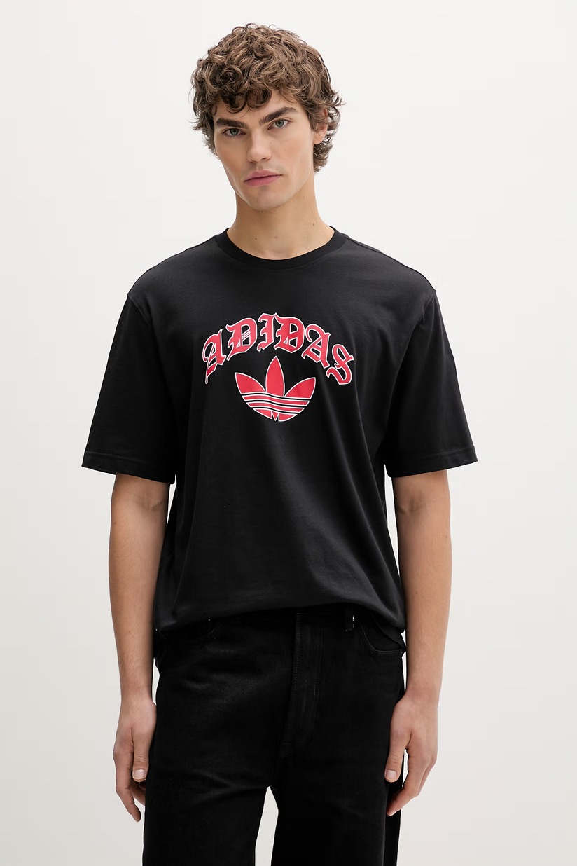 Хлопковая футболка adidas Originals цвет чёрный с принтом KS7618