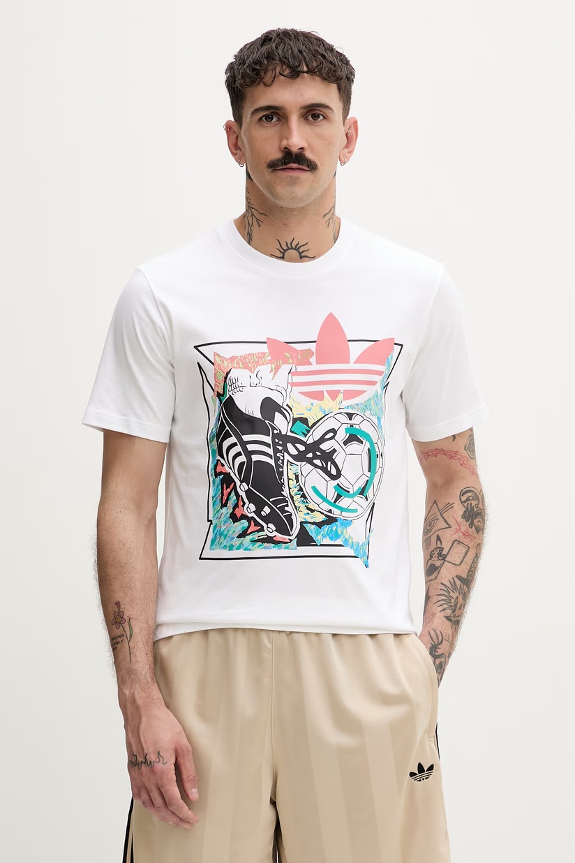 OHANA！！！ Хлопковая футболка adidas Originals Street Band Tee цвет бежевый с