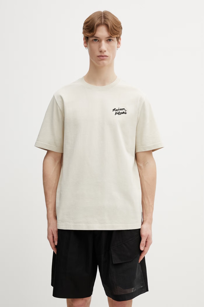 Maison Kitsuné Poetic Script t-shirt cotton Men's beige
