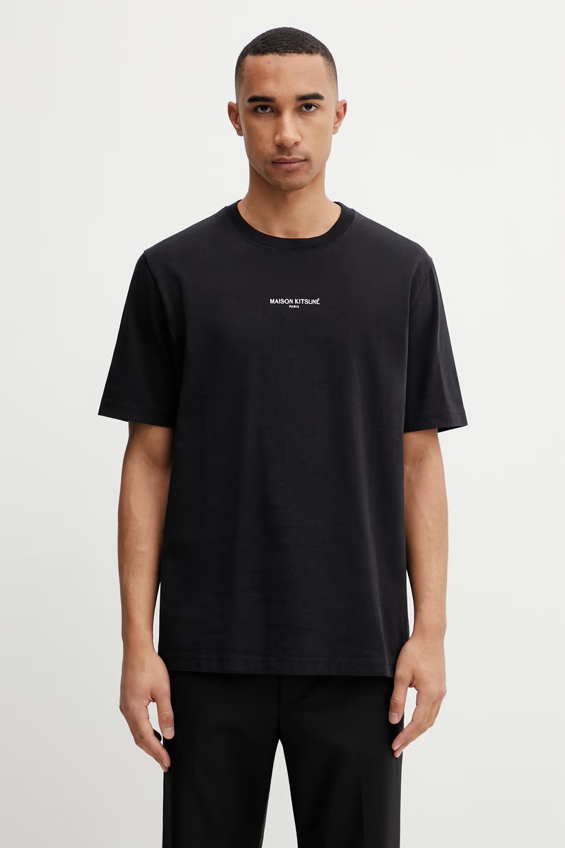 Maison Kitsuné Men's cotton T-shirt black QM00100KJ7025 at PRM US
