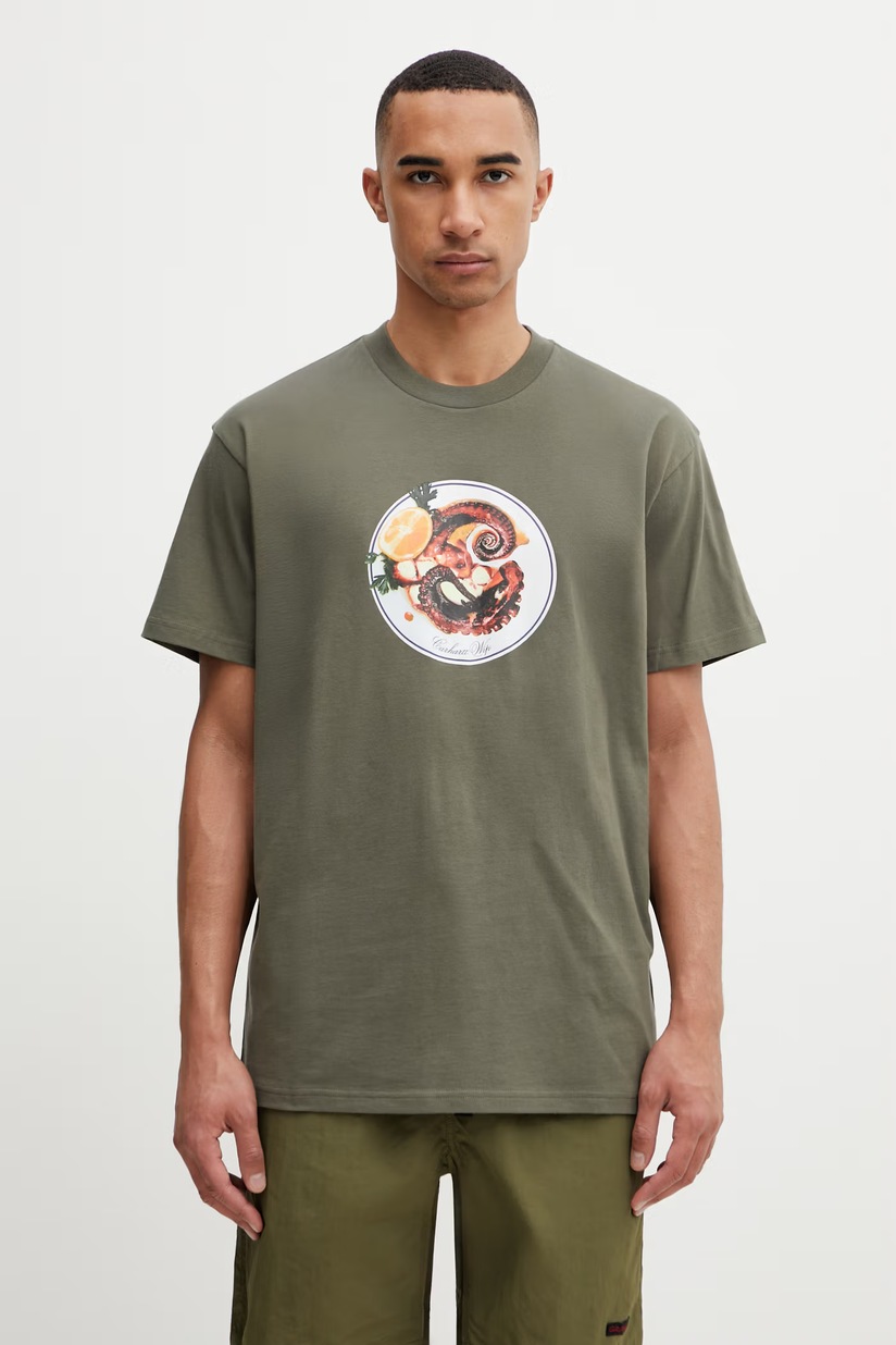 New Balance cotton t-shirt men's green color with an application