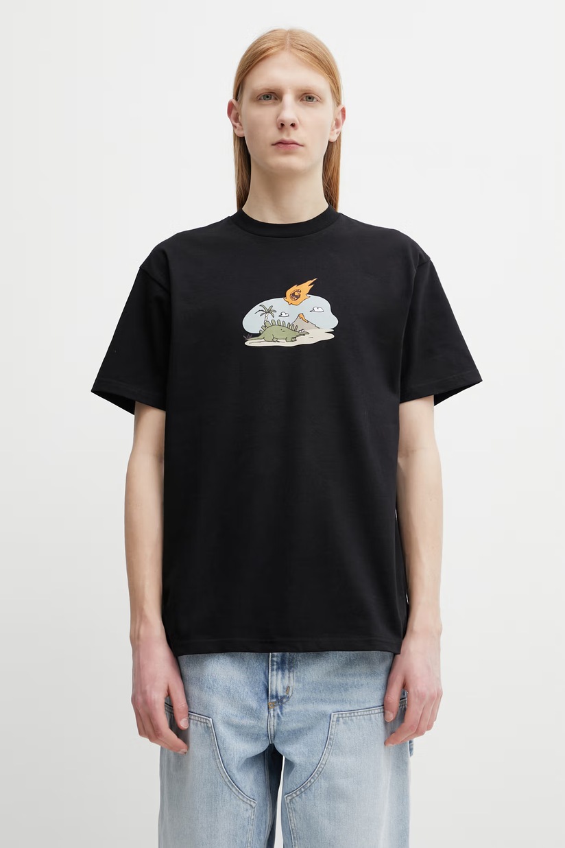 Carhartt WIP cotton t-shirt Rivet Script men's black color with a
