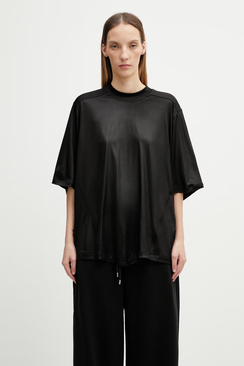 Marine Serre t-shirt Moon Logo Ribbed Jersey Cut-Out black color
