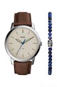 Fossil zegarek i bransoletka srebrny FS5966SET