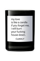 Candly - Vonná sójová svíčka My love is like a candle 250 g černá No11MLI