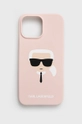 różowy Karl Lagerfeld Etui na telefon iPhone 13 Pro Max KLHCP13XSLKHLP Unisex