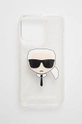 srebrny Karl Lagerfeld Etui na telefon iPhone 13 Pro KLHCP13LKHTUGLS Unisex