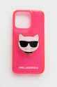 różowy Karl Lagerfeld Etui na telefon iPhone 13 Pro KLHCP13LCHTRP Unisex