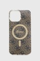Guess etui na telefon i ładowarka iPhone 13 Pro Max wzorzyste brązowy GUBPP13XH4EACSW