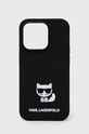 Karl Lagerfeld telefon tok iPhone 14 Pro 6,1'' telefonhoz fekete KLHCP14LSLCTBK
