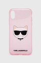 Obal na telefon Karl Lagerfeld iPhone XR 6,1'' na mobil růžová KLHCI61CHTUGLP