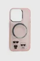 rózsaszín Karl Lagerfeld telefon tok iPhone 14 Pro 6,1