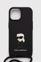 nero Karl Lagerfeld custodia per telefono iPhone 15 6.1 Unisex
