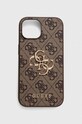Guess etui na telefon iPhone 15 6.1 aplikacja brązowy GUHCP15S4GMGBR