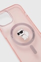 Puzdro na mobil Karl Lagerfeld iPhone 15 / 14 / 13 6.1" KLHMP15SHFCCNOP ružová AA00