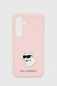 Obal na telefon Karl Lagerfeld S24 S921 na mobil růžová KLHCS24SSMHCNPP