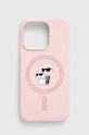 Puzdro na mobil Karl Lagerfeld iPhone 15 Pro 6.1 na mobil ružová KLHMP15LSCMKCRHP