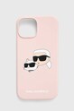 Obal na telefon Karl Lagerfeld iPhone 15 / 14 / 13 6.1 na mobil růžová KLHMP15SSKCHPPLP