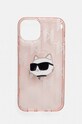 Obal na telefon Karl Lagerfeld iPhone 14 / 15 / 13 6.1 na mobil růžová KLHCP14SHKLPCHP