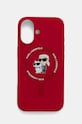 Karl Lagerfeld custodia per telefono iPhone 16 6.1 sovrastampa rosso KLHMP16SSCMKCRHR