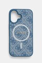 Чехол на телефон Guess iPhone 16 6.1 узор голубой GUHMP16SG4GFRB
